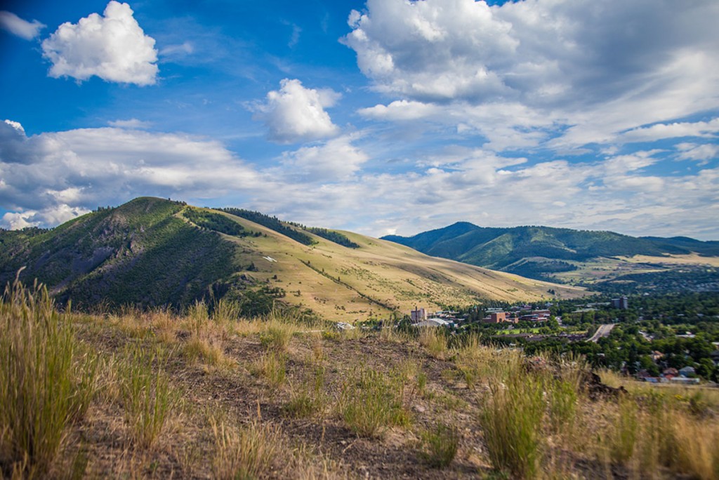 Looking out over Missoula toward Mount Sentinel. 