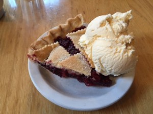 Loula’s in Whitefish has amazing pie. Just so you know this huckleberry-blackberry pie is available for breakfast. 