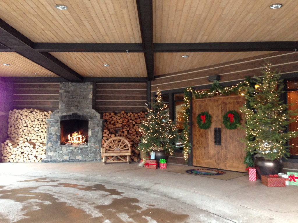 Festive entrance to The Lodge at Whitefish Lake