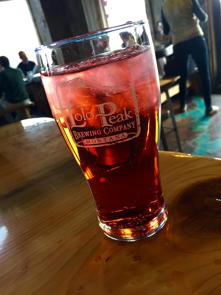 Huckleberry soda at Lolo Peak Brewery.