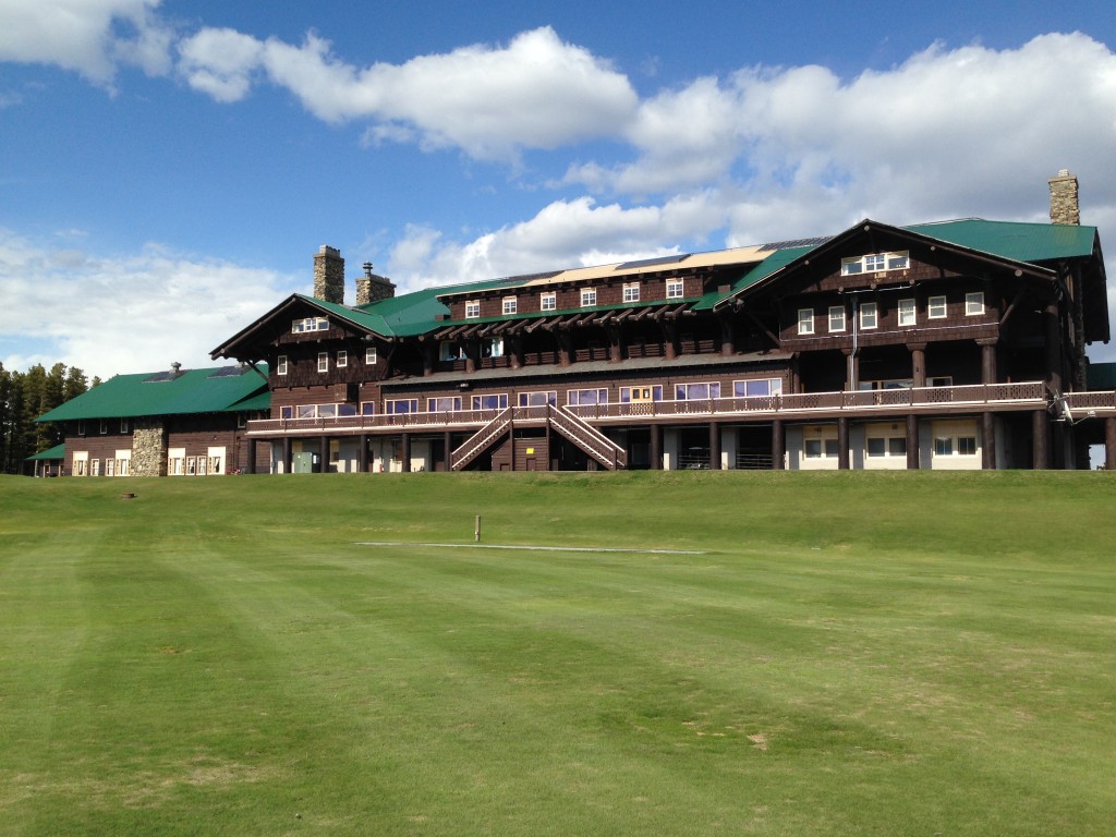 The back lawn at Glacier Park Lodge in East Glacier Park, Montana. 