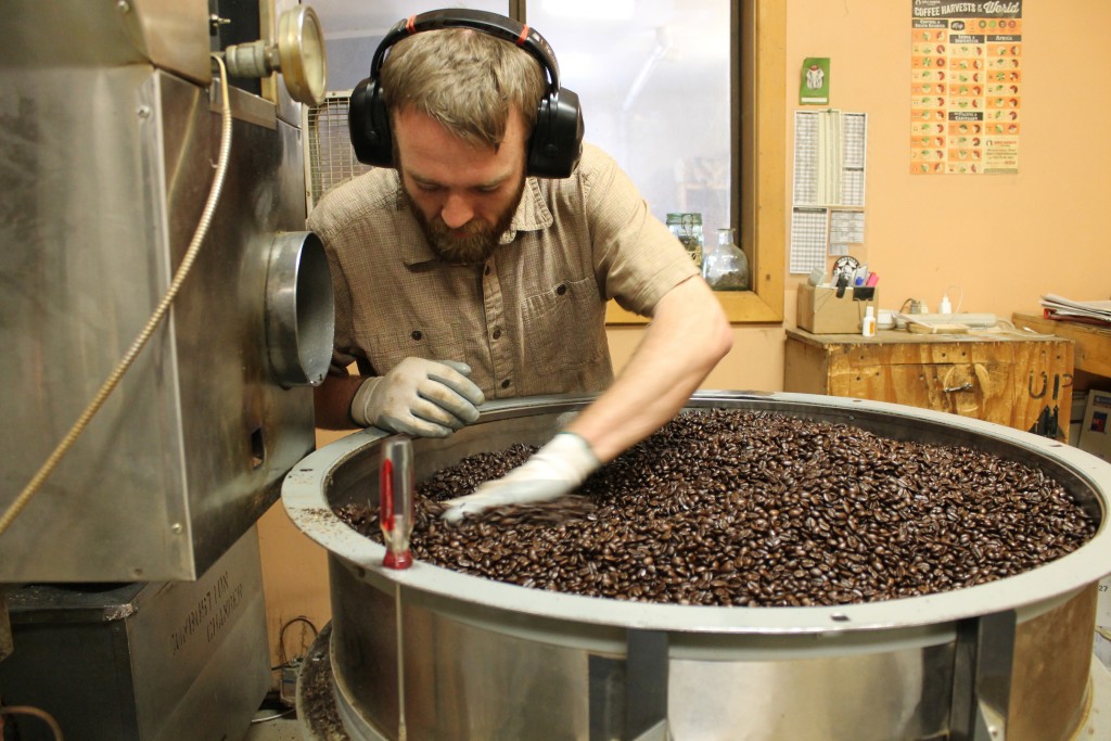 Coffee roasting at Montana Coffee Traders. 