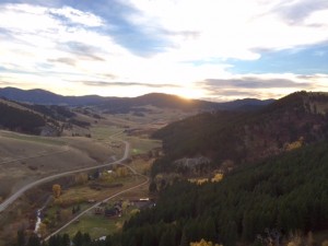 Sunset views outside of Bozeman.