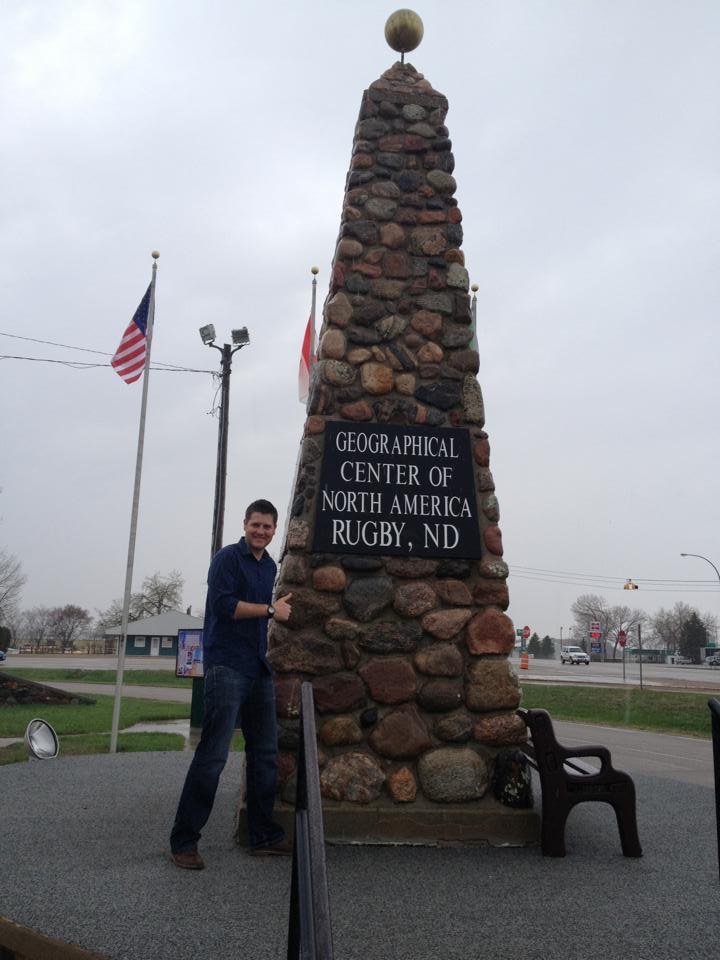Standing at the center of North America. 