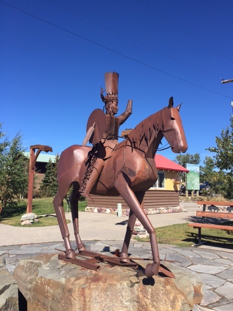 Statue of a Blackfeet warrior.