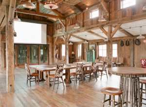 The inside of the Buckle Barn, a great meeting space at The Ranch at Rock Creek. 