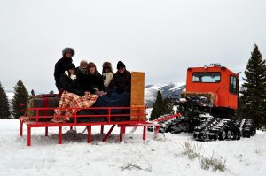 Guests enjoy a snoscat tour. 